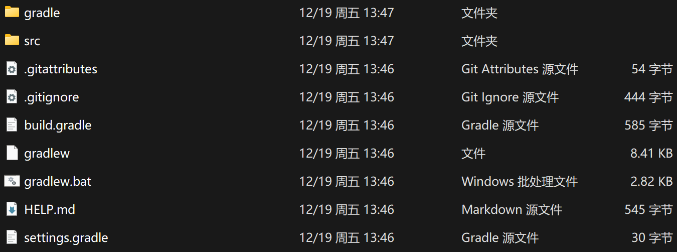 生成的项目目录结构